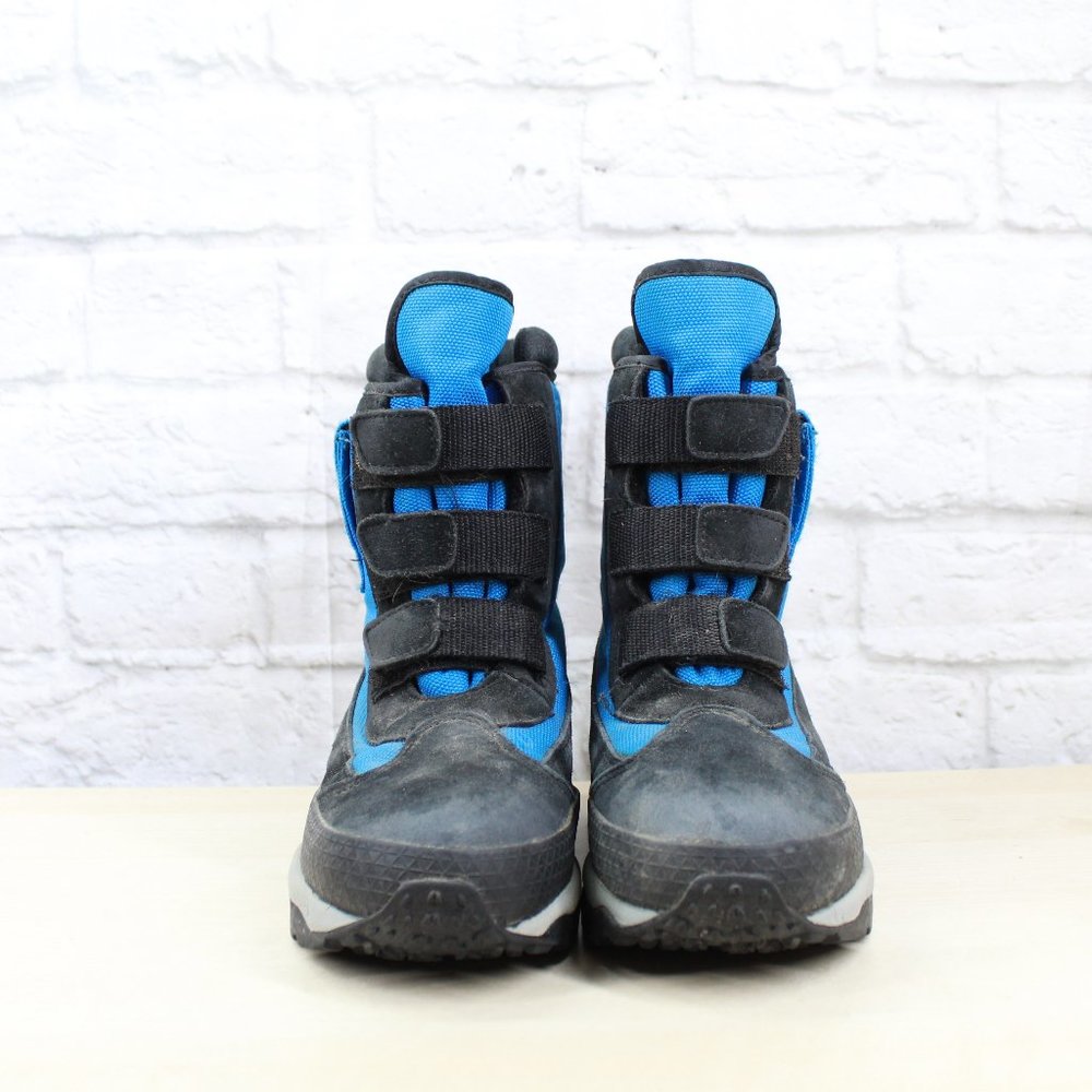 LL Bean Kid's Blue Black Suede Fabric Insulated Winter Snow Boots Size 4 - Picture 4 of 8
